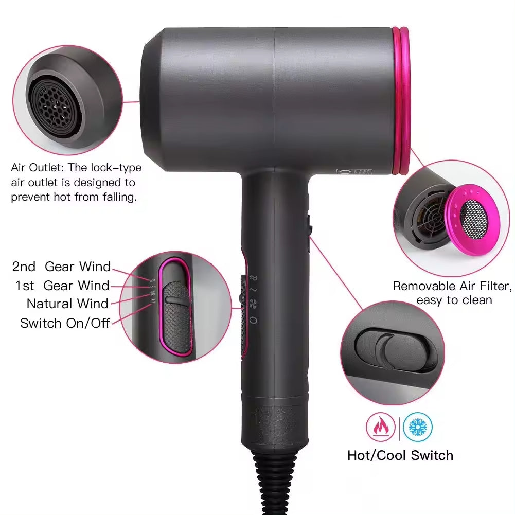 2024 Latest High Speed Negative Ion Hair Dryer | 5 Pieces in Set | Professional Salon Multi functional Styler