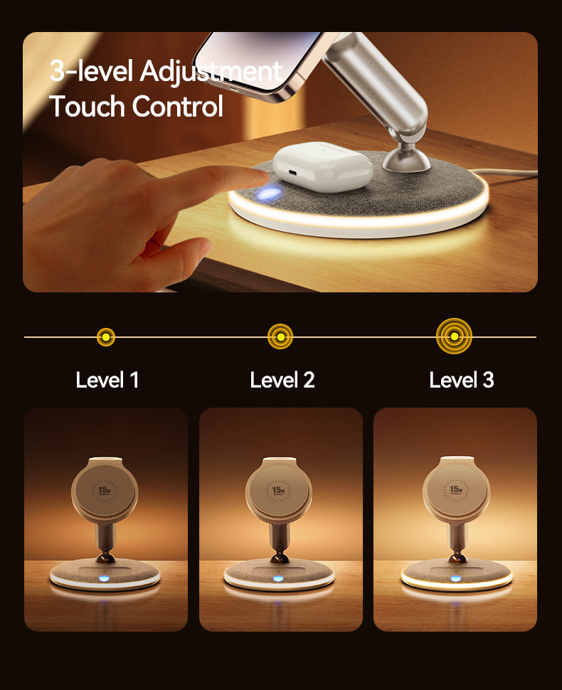 Wireless Charger, 15W Fast Qi-Certified Wireless Charging Station with Sleep-Friendly Adaptive Light Compatible with iPhone 15 14 13 12 Pro XS 8 Plus Samsung Galaxy S23 S22 S21 Note 20 Google etc